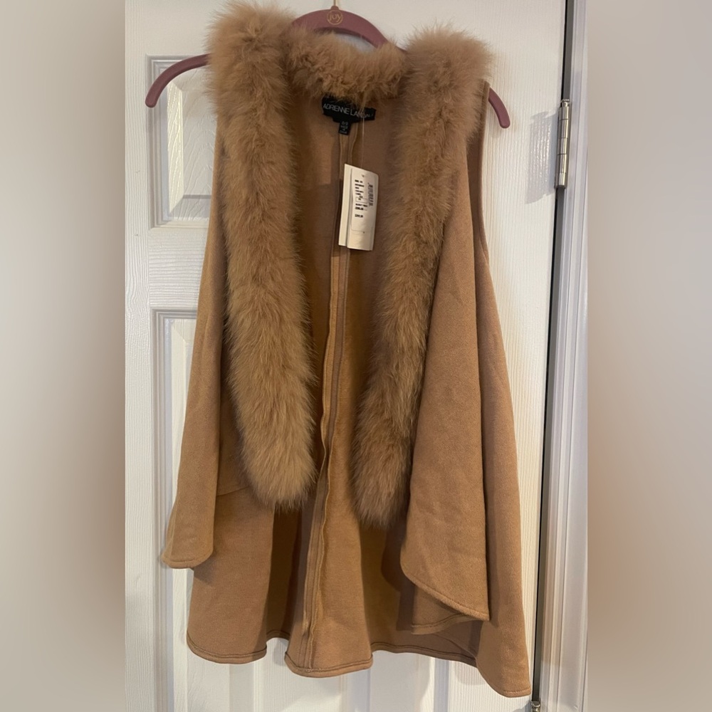 Vest Genuine Fox Fur Tan Color Tan  Adrienne Landau one size